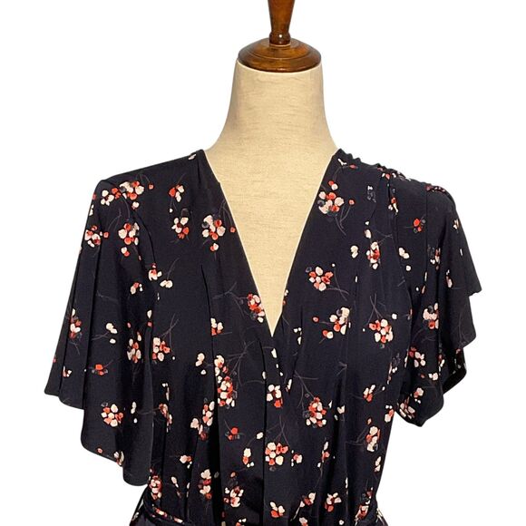 Kaileigh Faux Wrap V-neck Midi Dress 3X Floral - Picture 11 of 11